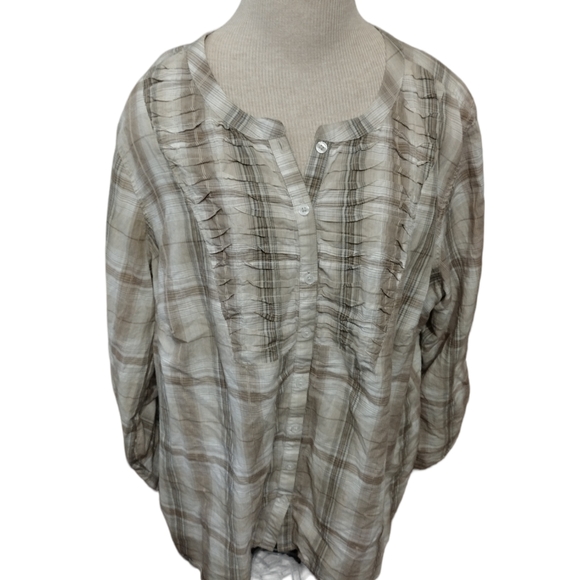 Ladies cute erika plaid top - Picture 1 of 5